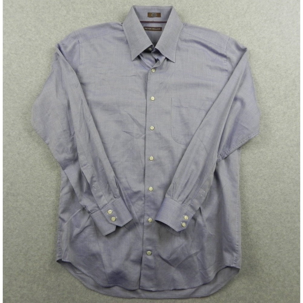 Peter Millar Shirt Mens Medium Business Casual Pocket Button Up Blue Long Sleeve